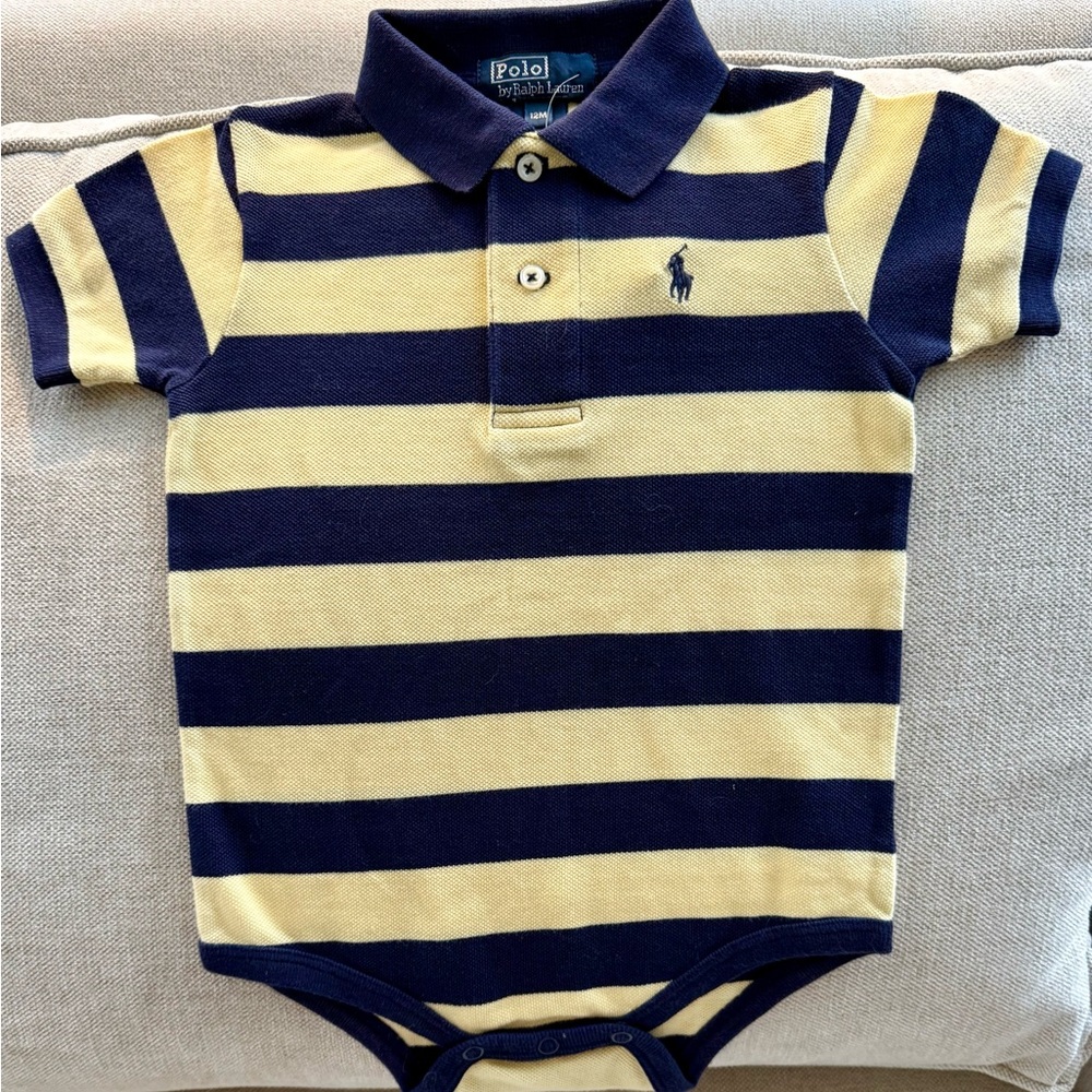 Ralph Lauren Blue and Yellow Striped Polo Shirt